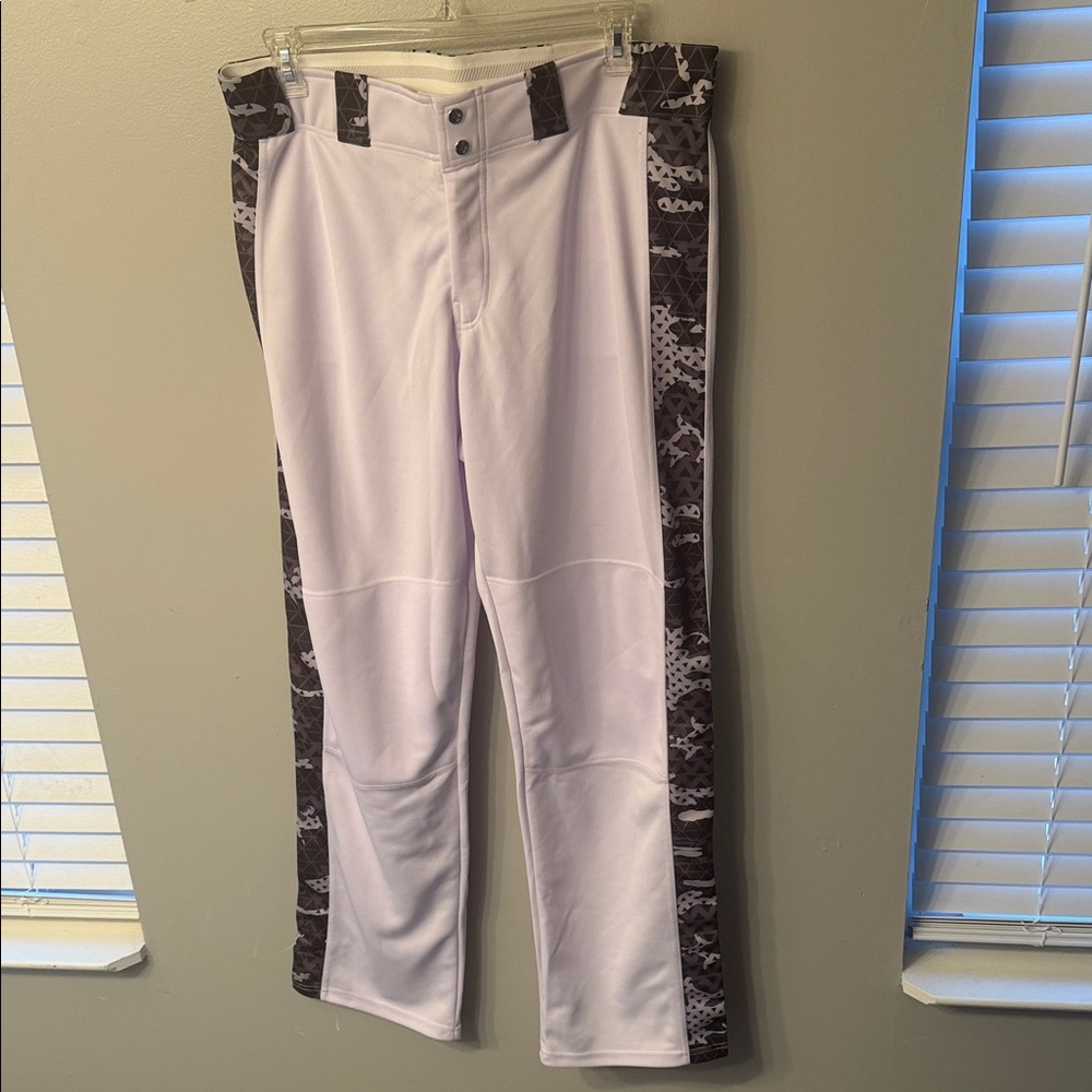 Men's White Pants with Black Camo Accents